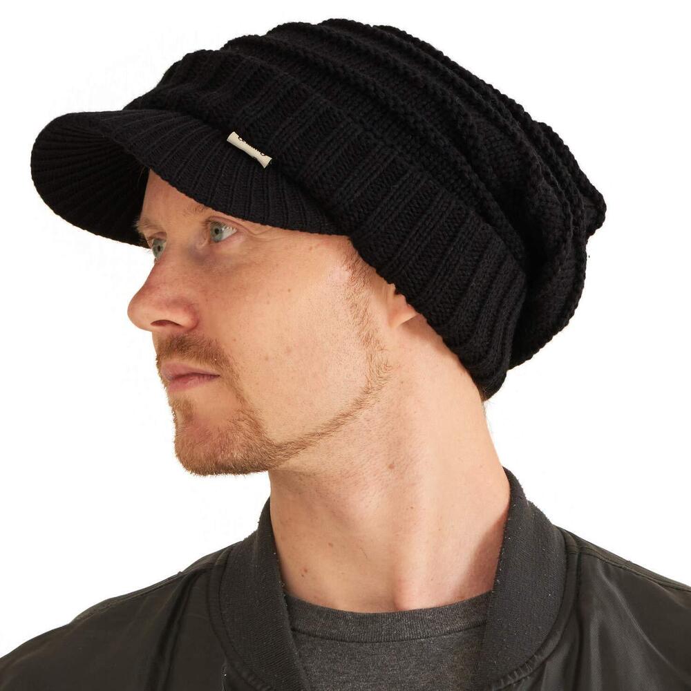 2367 Slouchy Beanie Brim Hat - Slouch Cap Warm Slouchy Brim Cable Knit